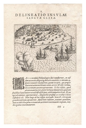 Print "Delineatio Insulae Sanctae Clarae" (Arquipélago de Sant'Ana) De Bry, 1599 - Picture 2 of 3