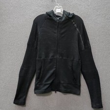 Adidas Women Activewear Jacket Medium Black Hooded Lightweight Logo Full Zip