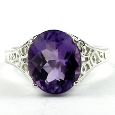 Amethyst, Solid 925 Sterling Silver Ladies Ring, SR057
