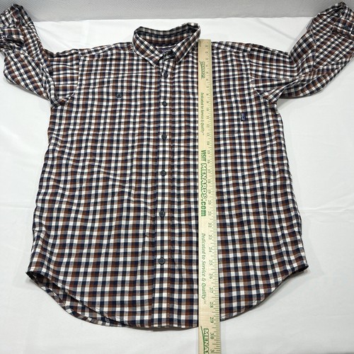 Patagonia Shirt Mens Medium Blue Brown Plaid Cotton Long Sleeve Outdoor Casual - Picture 5 of 7