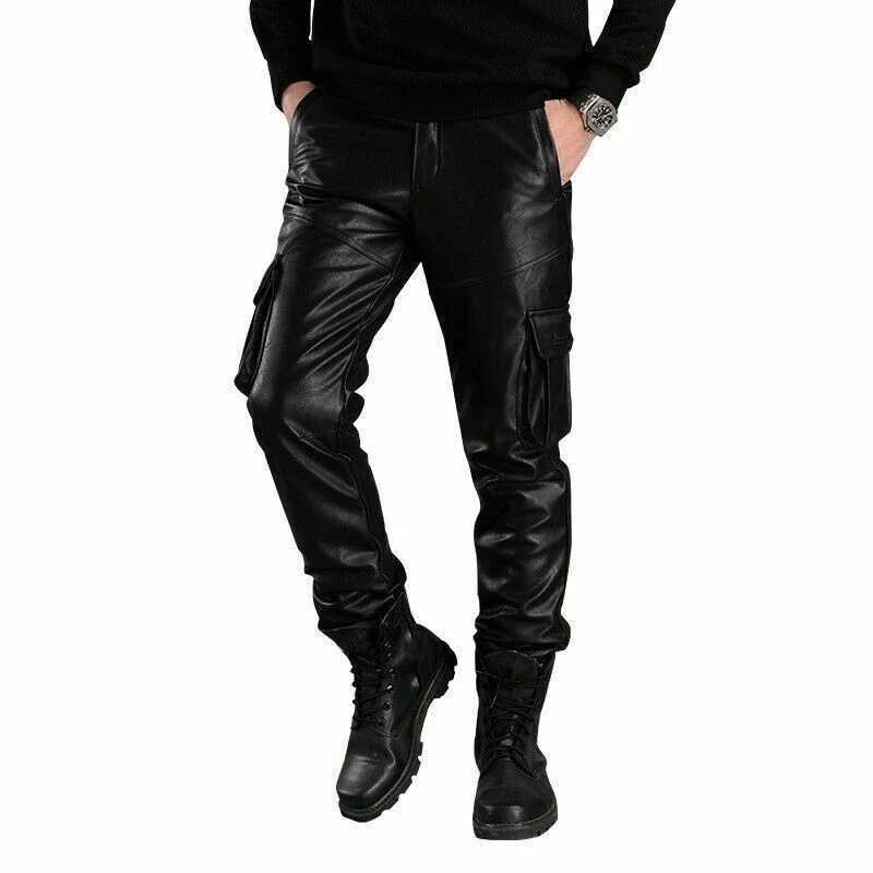 Men's Genuine Lambskin 100% Leather Pant Stylish Party Wear Black Jogger Trouser