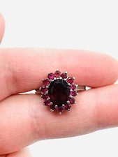 Vtg 925 Sterling Silver Red And Pink Glass Rhinestones Ring Sz 7