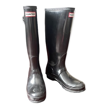 Hunter Original Women's Tall Rubber Rain Boots Black Gloss
