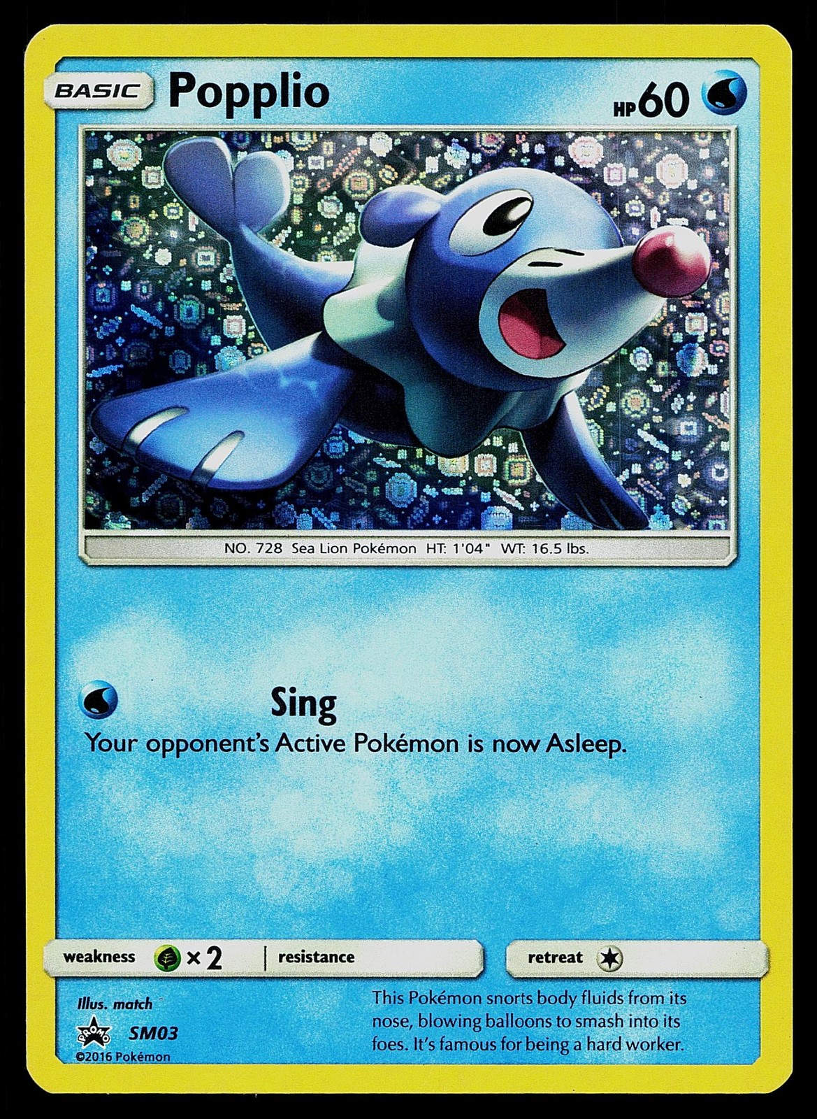 Pokemon Card Sun & Moon Promo Popplio SM03 General Mills Exclusive