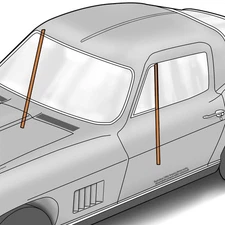 2pc Front Vertical Door Window Run Channels for 1963-67 C2 Corvette - Car Seal