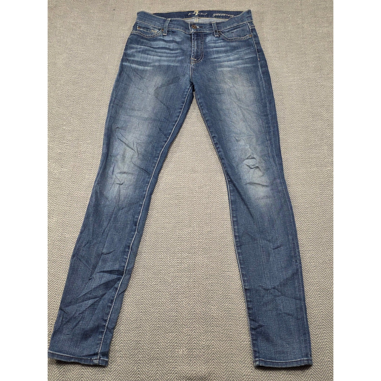 7 For All Mankind Gwenevere Skinny Jeans Womens 26 Medium Wash Blue Denim
