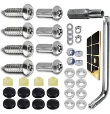 Anti Theft License Plate Screws Kits, Tamper Resistant 1/4" (M6), Silver2 