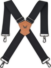 WELKINLAND 2Inch-Wide Full Elastic Suspenders, Heavy Duty Men's Large, Black