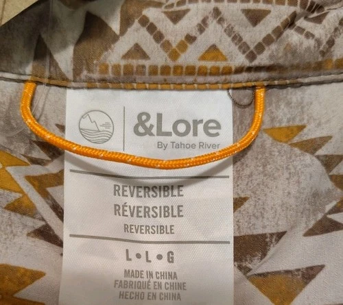 & Lore By Tahoe River Men's Reversible Coat Large Snap Buttons Brown Outerwear  image 21