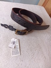 Banana Republic Mens Brown Leather Belt 30 Textured Brass Buckle