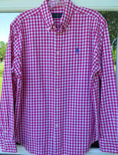 Boys Youth Ralph Lauren Pink White Gingham Checks Polo Pony Casual Shirt Large