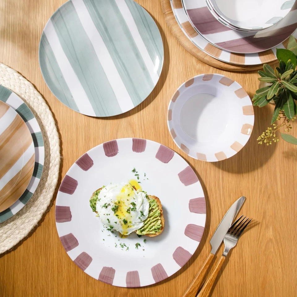 Gibson Home Cottage Service for Four (12pcs), Assorted (Cottage Stripes) - Image 4 of 4