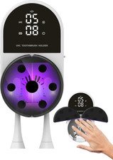 UV Toothbrush Sanitizer Holder  Cleaner with Led Clock Display, Hands-Free Wave