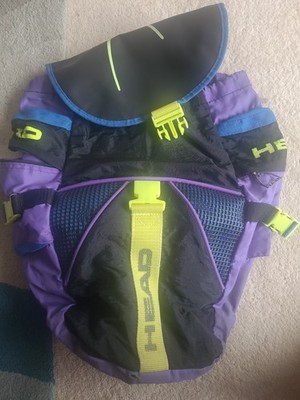 Vintage 90er lila Rucksack Backpack Kopftasche 2 Seitentaschen verstellbare Träger