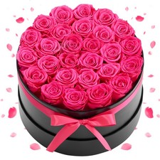 VEVOR Forever Flowers 27 Preserved Roses Round Box Eternal Bouquet Rose Red