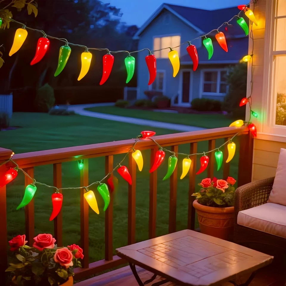 35 LED Red, Green, Yellow Chili Pepper String Lights, 18 Ft, UL Listed - Image 2 of 4