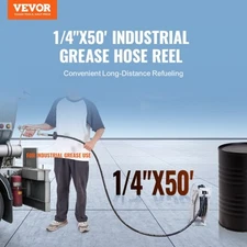 VEVOR Fuel Hose Reel, 1/4" x 50', Extra Long Retractable Grease Hose Reel, Sprin