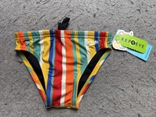 Speedo Swim Briefs Boys Small 24 Multicolor Clean Stripe Eco Endurance NWT