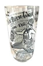 Vintage Glass I've Been Working on the Railroad Song and Lyrics 6 oz Mid Century