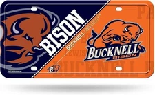 Bucknell University Bison Metal Auto Tag License Plate, Split Design, 6x12 Inch