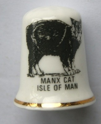 Bone China Fingerhut - Manx Katze, Isle of Man