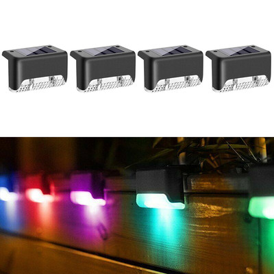 4 Pack Solar Fence Light Outdoor 8 Colors Garden Yard LED Deck Step Decor Lamp