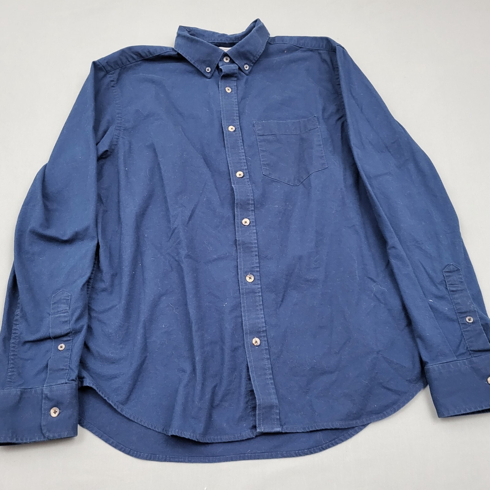 Old Navy Shirt Mens Large L Long Sleeve The Oxford Shirt Slim Fit Stretch Blue