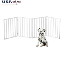Pet Gate 4 Panel Foldable Dog Fence Stairs Hallways Doorways 72x24 Retractable