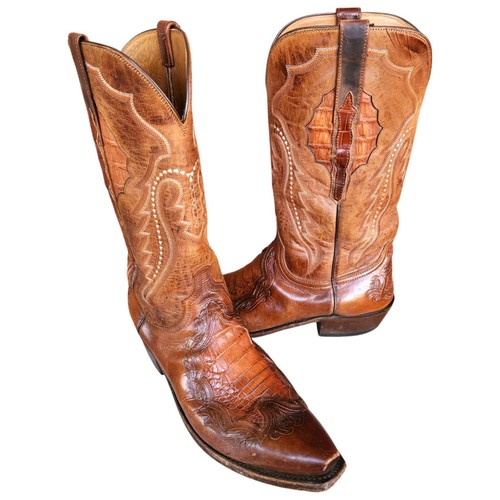 Lucchese Men's Peanut Brittle Caiman Inlay Cowboy Boots N1163.53