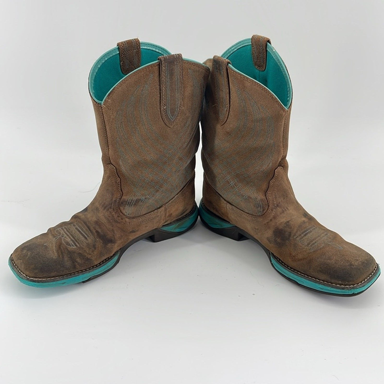 Ariat Anthem Java leather pull on embroidered squ… - image 7