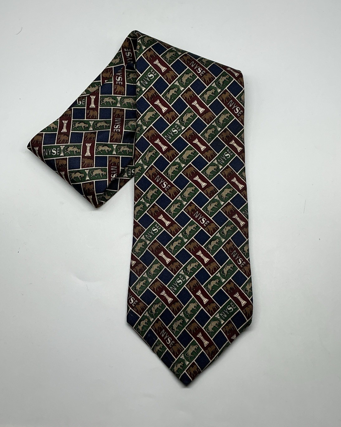 NYSE Silk Tie Blue Logo Pattern New York Stock Exchange Mens Necktie image 5