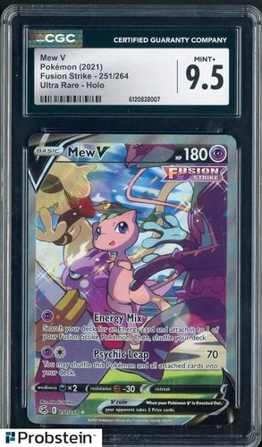 2021 Pokemon Mew V 251/264 Fusion Strike Holo Ultra Rare CGC 9.5 MINT+