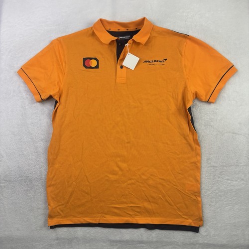 Mclaren Racing Formula 1 Orange Short Sleeve Collared Polo Shirt Men's XL