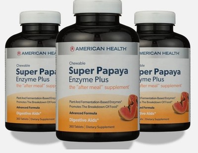 3 American Health Super Papaya Enzyme Plus Chewable 360 Tablets 3 Pack 06/2027