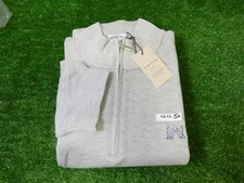 Peter Millar Mens Birdseye Quarter-Zip Golf Sweater NGLA Logo Mountain Grey XL