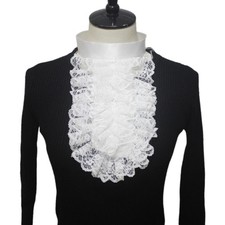 Steampunk Ruffled Lace Jabot Collar Medieval Victorians Shirt Front Neck Collar