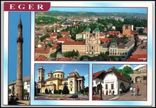 Eger Hungary Multi-View Minaret Basilica Old Town Modern Postcard Unposted K020