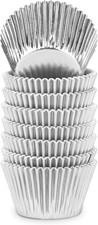 Silver Foil Jumbo Cupcake Liners Metallic Muffin Baking Cups, 160-Count