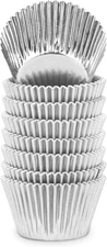 Silver Foil Jumbo Cupcake Liners Metallic Muffin Baking Cups, 160-Count
