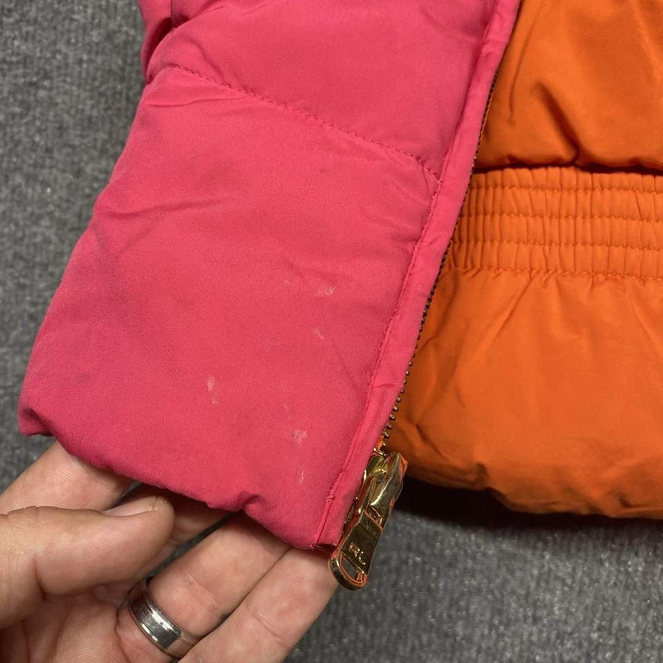 Polo Ralph Lauren colete feminino reversível tamanho 3T criança rosa laranja buffer LEIA - Imagem 4 de 4