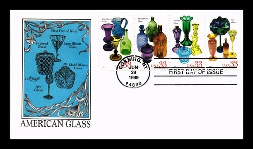 ARTMASTER US COVER FIRST DAY OF ISSUE BLOCK OF 4 AMERICAN GLASS