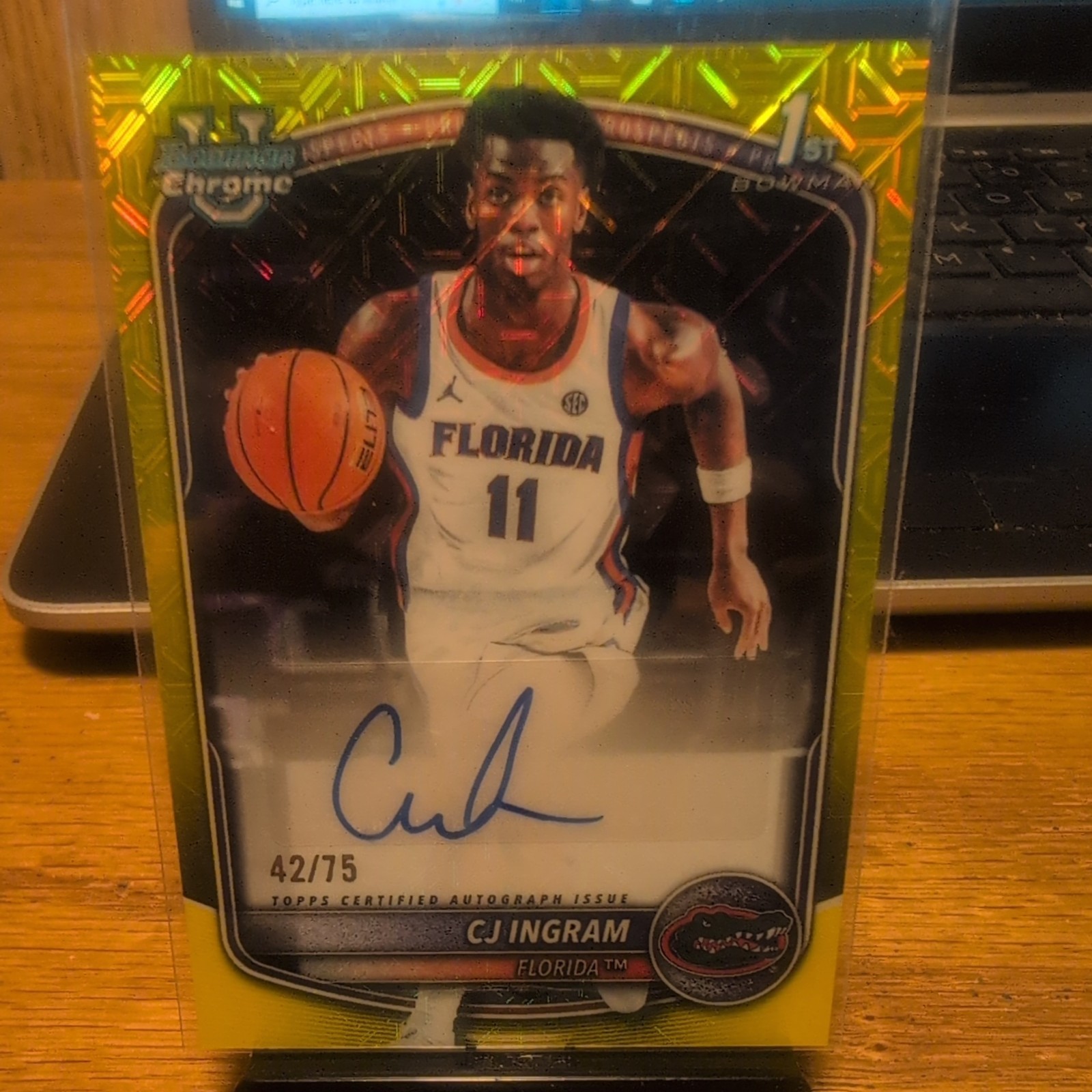 CJ Ingram 2025-26 Bowman Chrome Yellow Mega Box Mojo Refractor Autograph /75 RC