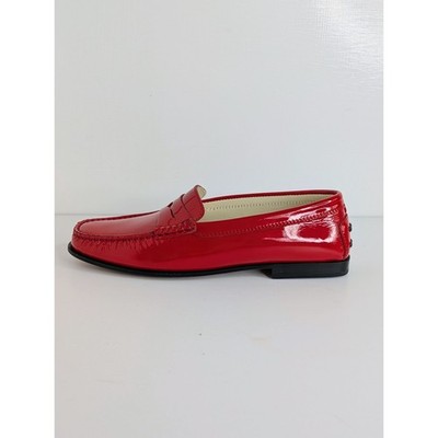 Tod's Gommini Penny Loafers EU 37 Red Patent Leather Italian Designer VGC