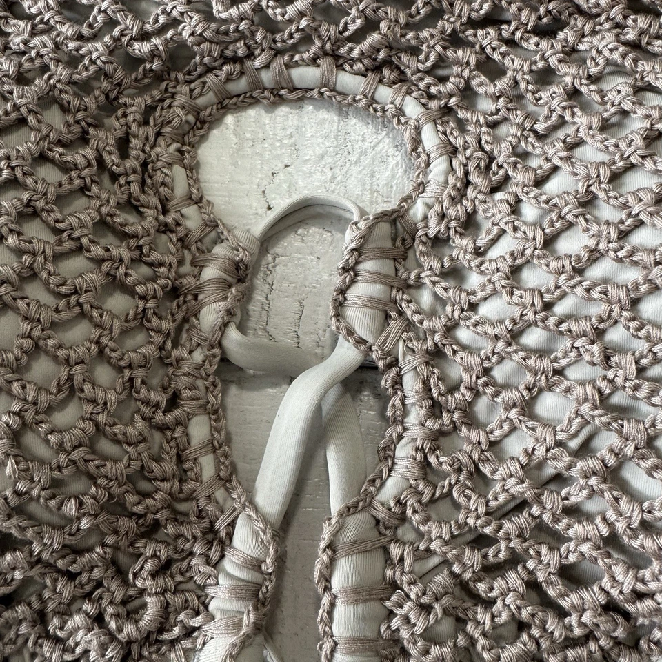 Top de Bikini Lucky Brand Los Cabos Crochet Nuevo con Etiquetas Talla Mediana Arena Cuello Alto Halter Foto 4 de 4