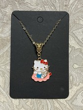 Sanrio Hello Kitty Whimsical Charm Cartoon Adorable Pendant Gold Necklace 18  