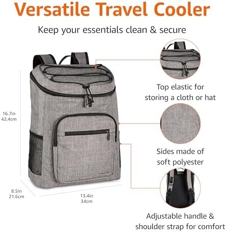 30 Can Insulated Cooler Backpack Gray