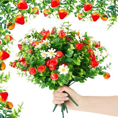 10 Pcs Artificial Strawberry Branch Simulated Strawberry Plant Picks Fake Fru...