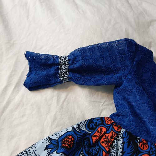 Girls Ankara Lace Flower Dress M(7/8) African Print Long Sleeve Party Lined Sewn - Picture 4 of 22