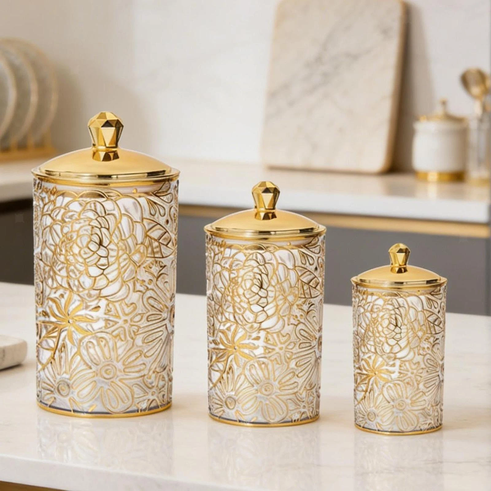 3 Pieces Storage Jars with Lid Food Storage Container for Sugar Coffee Beans