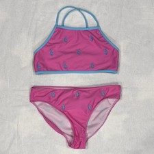 Polo Ralph Lauren Girl's Pink Pony Allover Two Piece Swimsuit Swimwear Size 10